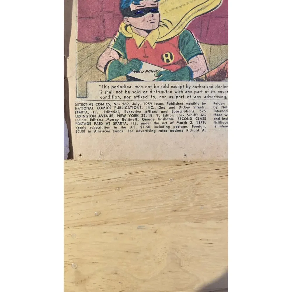 Vintage DC Detective Comics Batman Comic Book No 269 1959